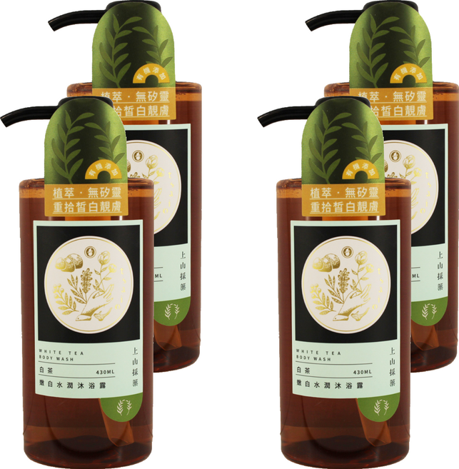 tsaio 上山採藥 嫩白水潤沐浴露 白茶, 430ml, 4瓶