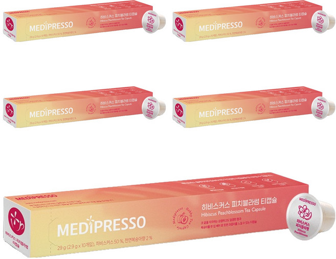 메디프레소 히비스커스 피치블라썸 티 캡슐, 2.9g, 10개입, 5개