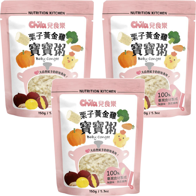 Chila 兒食樂 寶寶粥 栗子黃金雞, 150g, 3包