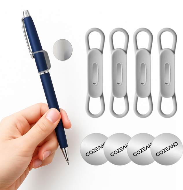 코지앤드 마그네틱 냉장고 펜 홀더 + 자석 세트, 그레이