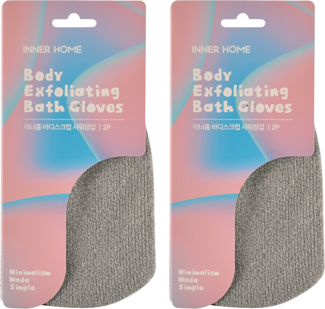 이너홈 바디스크럽 샤워장갑, 그레이, 2개입, 2개