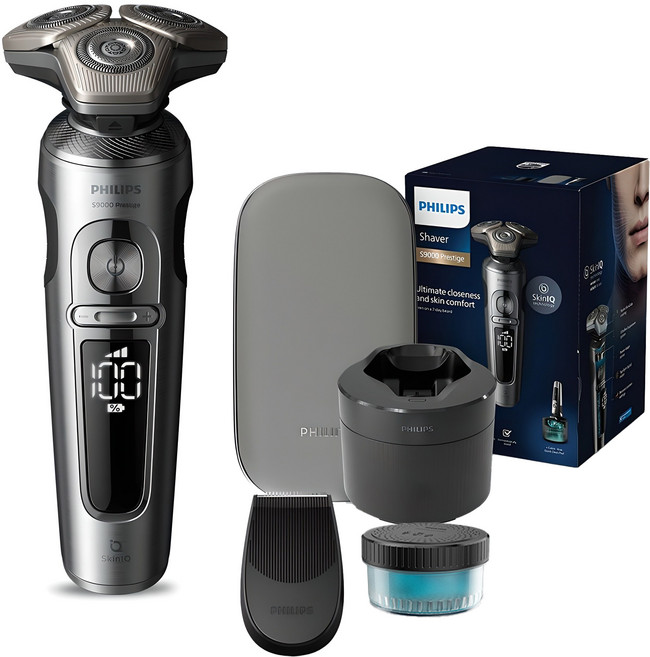 필립스 SkinIQ 9000 프레스티지 시리즈 전기면도기, SP9841/32, 브라이트크롬