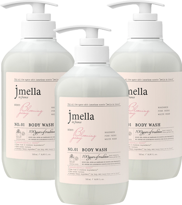 jmella 法式漫舞香水沐浴乳 Blooming Peony, 500ml, 3瓶