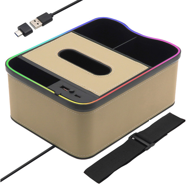 에이스피드 멀티 차량용 콘솔박스 수납함 충전기 컵홀더 무드등 C88, 베이지, 컨텐츠 참조