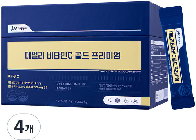 jw Pharmaceutical 每日維他命C黃金頂級版 180入, 360g, 4個