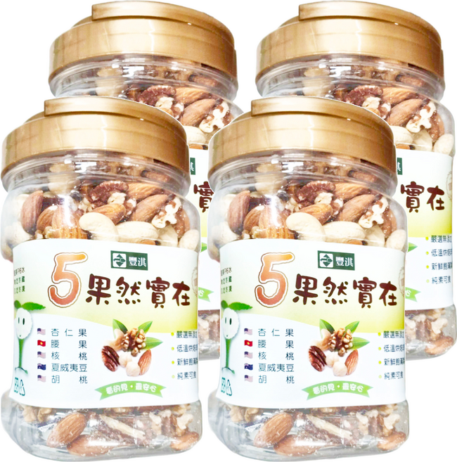 果然實在 豐淇 5綜合堅果 低溫烘焙, 360g, 4罐