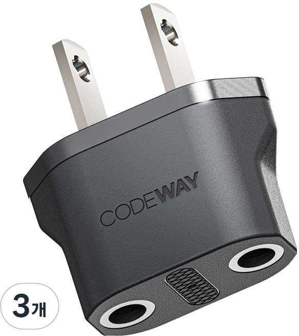 코드웨이 돼지코 220V 변환 110V 플러그, 40mm, 블랙, 3개