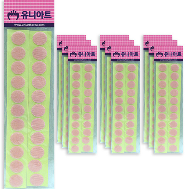 유니아트 원형찍찍이 20mm 분홍, 10개