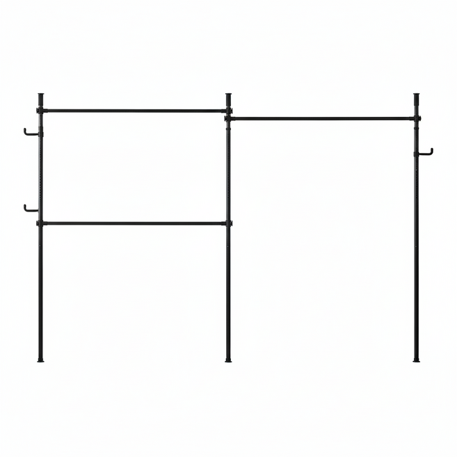 衣架專家 3桿頂天立地掛衣架 38mm, 黑色
