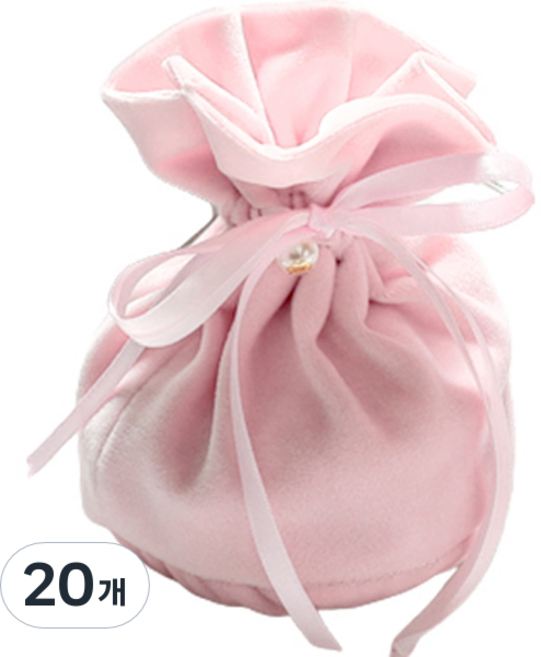 마켓감성 웨딩벨벳 주머니 스탠다드, 라이트핑크, 20개