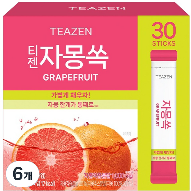 티젠 자몽쏙 분말차, 6개, 30개입, 5g