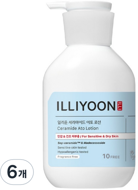 ILLIYOON 一理潤 神經醯胺溫和保濕乳液 臉&身體適用 無香, 350ml, 6個