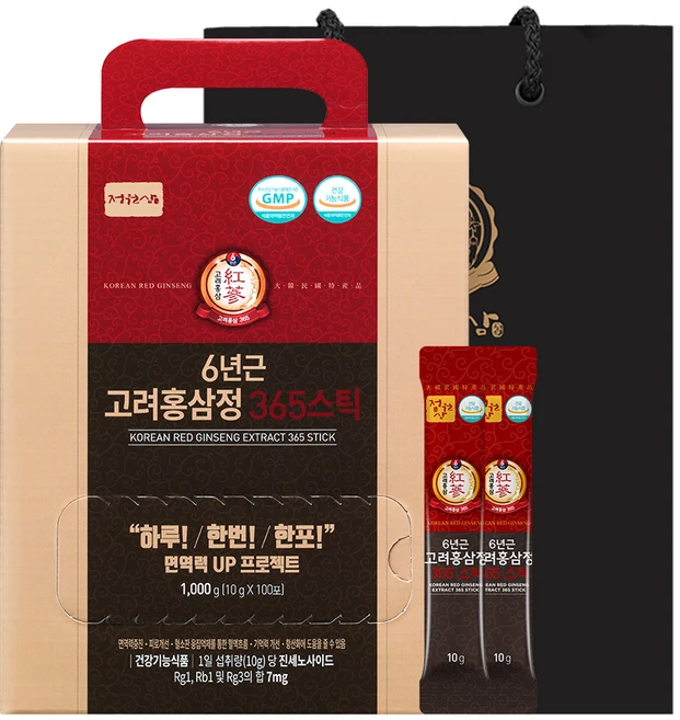 정원삼 6년근 고려홍삼정 365스틱, 1kg, 1개 - 쿠팡