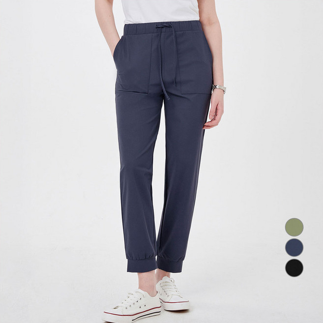 ELLE PARIS 여성 썸머 링클프리 스트레치 조거 팬츠