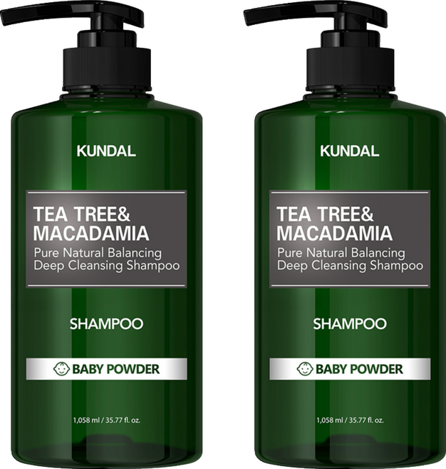 KUNDAL 昆黛爾 茶樹&澳洲堅果控油洗髮精 Baby Powder, 1058ml, 2瓶