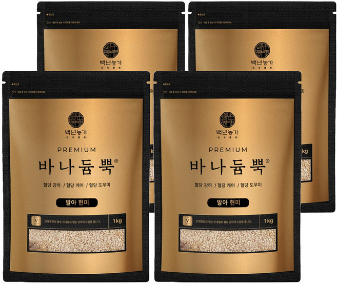 백년농가 바나듐뿍 발아 현미, 1kg, 4개