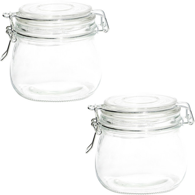 키볼리 원형 밀폐 클립 유리병, 500ml, 2개