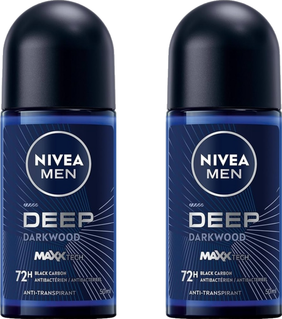 NIVEA 妮維雅 深極炭系列 止汗爽身乳液 清新魅力 滾珠瓶, 50ml, 2瓶