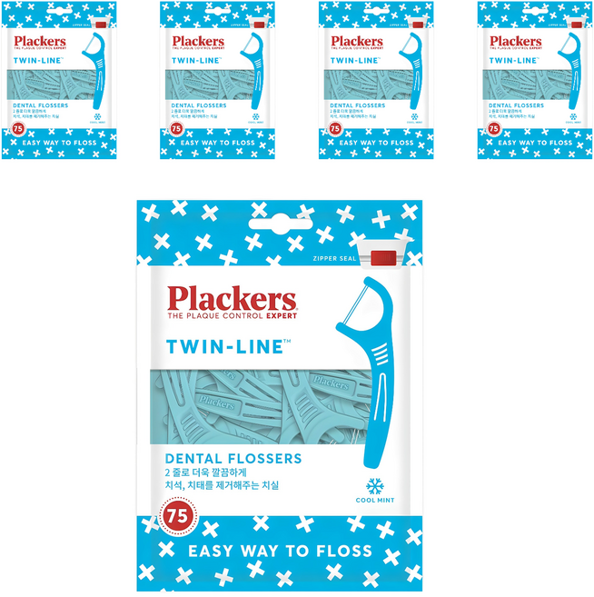 플랙커스 트윈라인 치실, 75개입, 5개