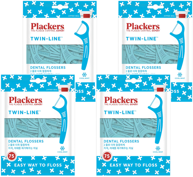 플랙커스 트윈라인 치실, 75개입, 4개