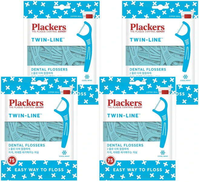 플랙커스 트윈라인 치실, 75개입, 4개 - 쿠팡