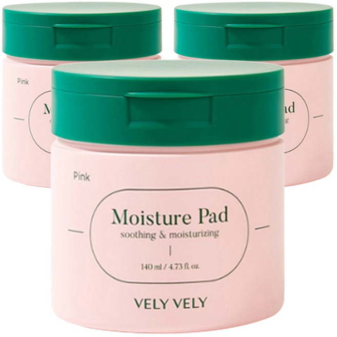 VELY VELY 粉紅保濕舒緩護膚棉片, 60枚入, 3個