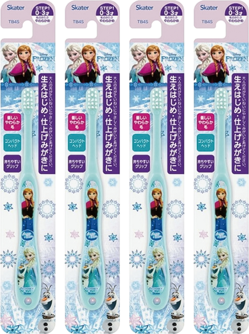 Skater 嬰幼兒軟毛牙刷 0-3歲, 4支, 冰雪奇緣 綠色, 1入