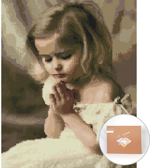 아트조이 DIY 보석 십자수 캔버스형 50 x 40 cm, 소녀의 기도, 1세트