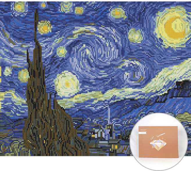 아트조이 DIY 보석 십자수 캔버스형 50 x 40 cm, 별이 빛나는 밤에, 1세트