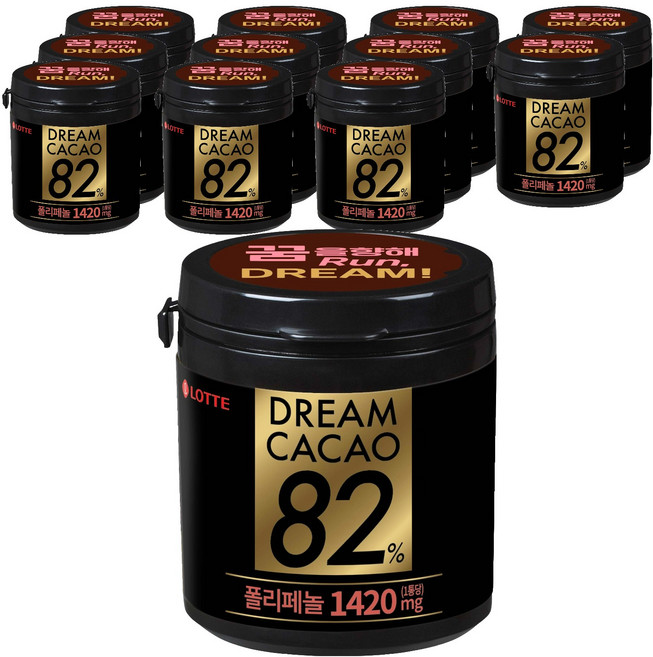 롯데웰푸드 드림카카오 82% 폴리페놀 1420mg 초콜릿, 86g, 12개