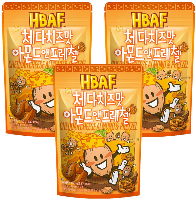 HBAF 杏仁果與蝴蝶餅 切達起司口味, 100g, 3包