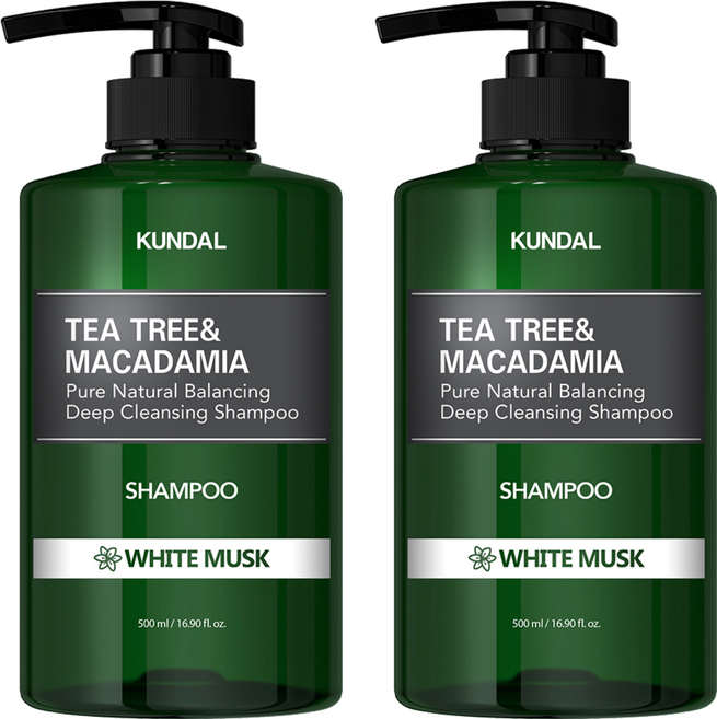 KUNDAL 昆黛爾 茶樹澳洲堅果控油洗髮精 White Musk, 500ml, 2瓶