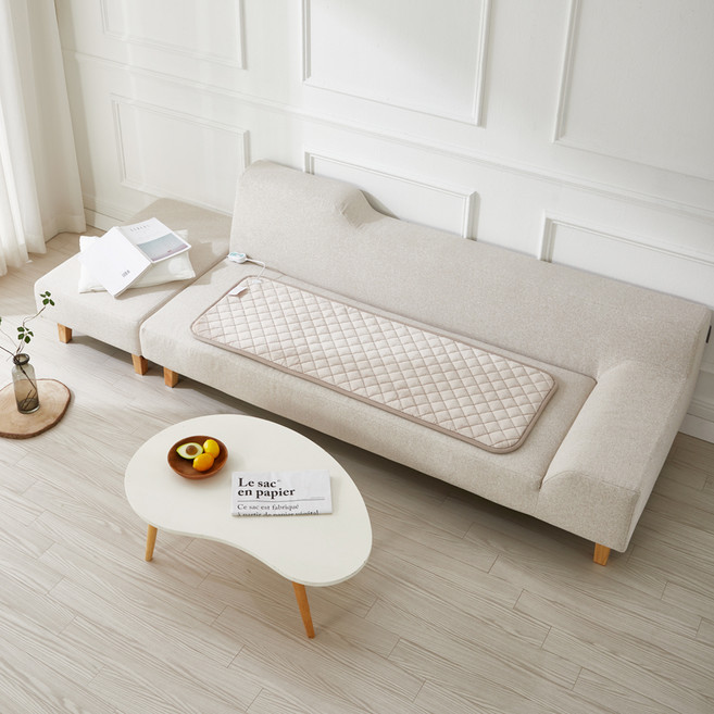 더안 논슬립 극세사 쇼파 조절기 일체형 전기방석 3인용 DHB-A3024, 베이지, 50 x 140 cm