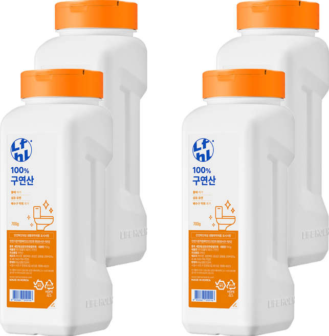 라이프홀릭 100% 구연산, 700g, 4개