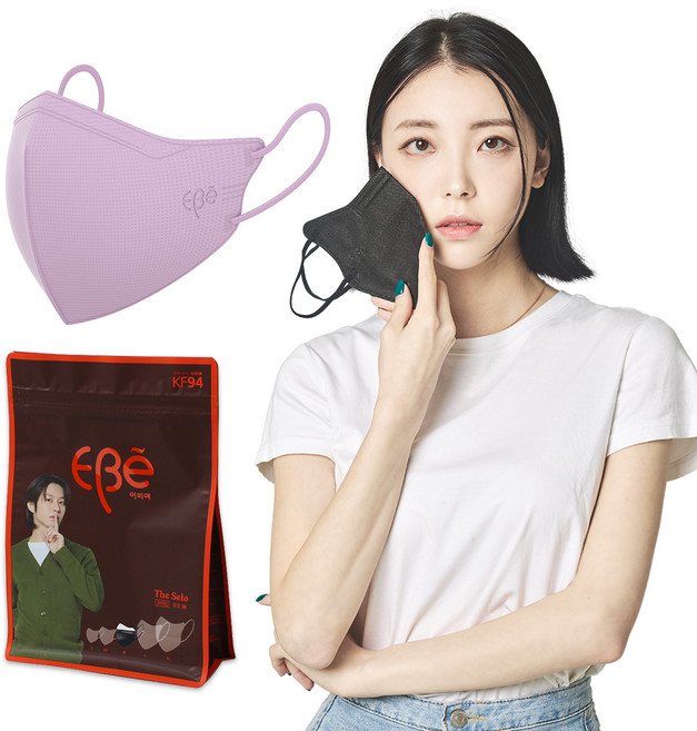 이비에 더세로 마스크 중형 KF94 30p + 항균 파우치 세트, 연보라, 1개, 30개입