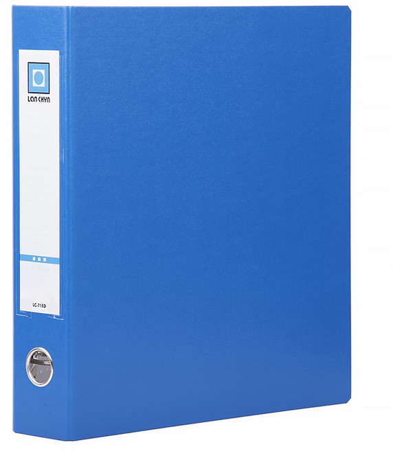 Lan CHYn 連勤牌文具 精裝三孔D型夾 LC-718D B, 藍色, 1個