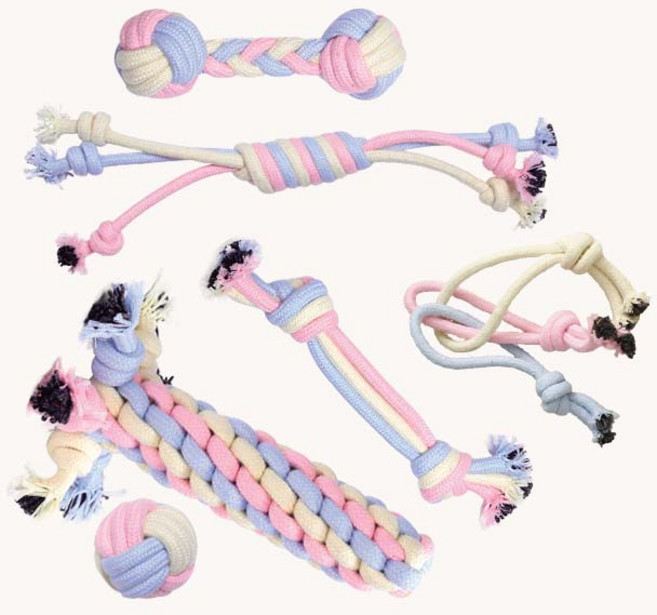 리스펫 강아지 파스텔러버 터그놀이 로프 장난감 6종, 핑크 + 블루 + 옐로우, 1세트