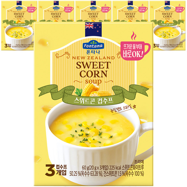 폰타나 뉴질랜드 스위트콘 컵수프, 60g, 6개