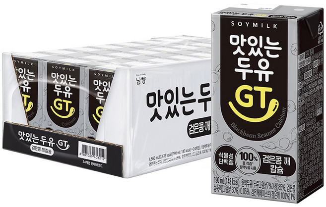 맛있는두유GT 검은콩 깨 칼슘, 190ml, 24개