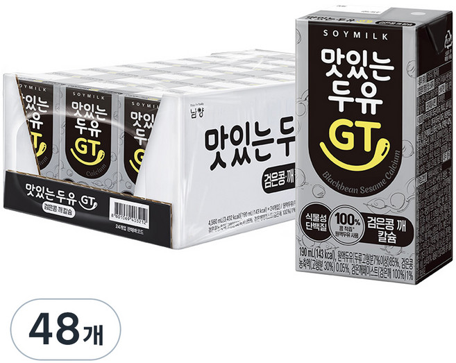 맛있는두유GT 검은콩 깨 칼슘, 190ml, 48개