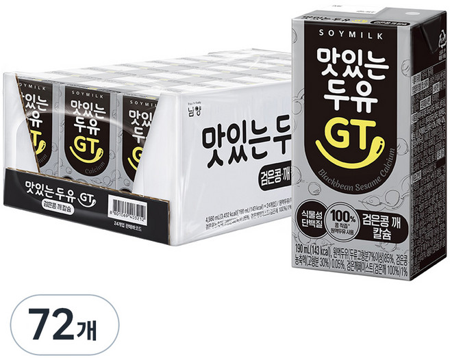 맛있는두유GT 검은콩 깨 칼슘, 190ml, 72개
