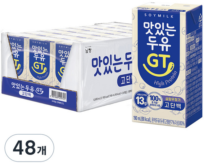 맛있는두유GT 고단백, 190ml, 48개