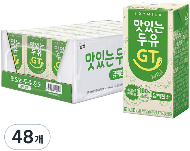 맛있는두유GT 담백한맛, 190ml, 48개