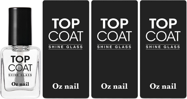 오즈네일 샤인 글라스 고광택 탑코트, 8ml, 투명, 3개