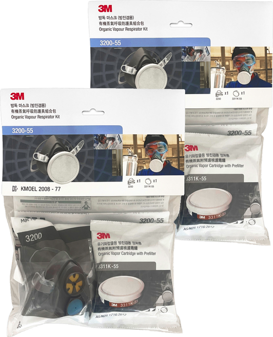 쓰리엠 방독마스크 + 정화통 세트 3200-55, 2세트, 혼합색상