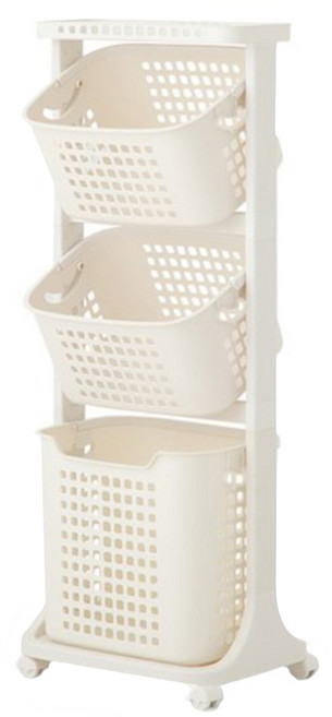 comet Home 移動式三層洗衣籃, 象牙白