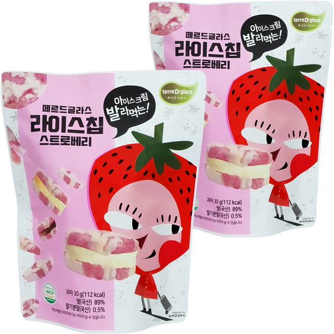 떼르드글라스 라이스칩, 스트로베리, 2개, 30g