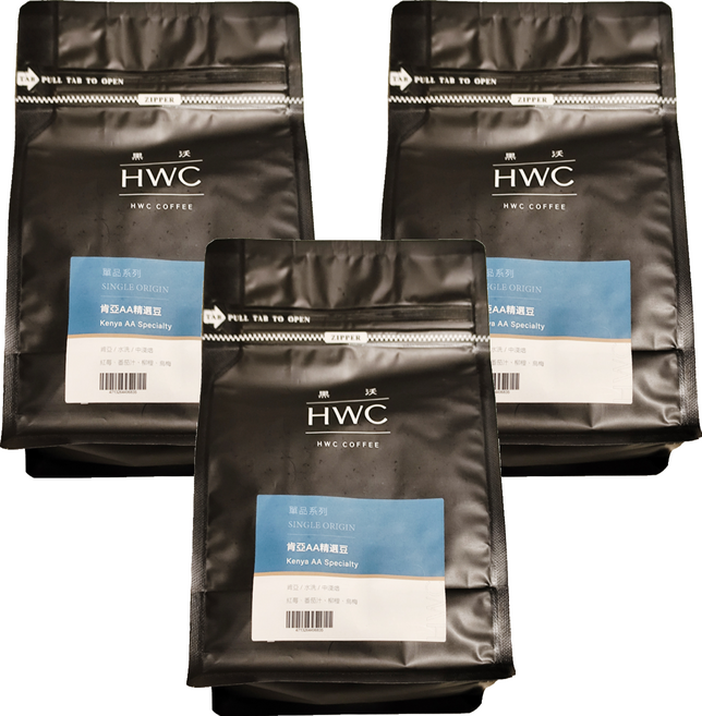 HWC 黑沃咖啡 單品系列 肯亞AA精選咖啡豆, 3包, 227g, Whole Bean