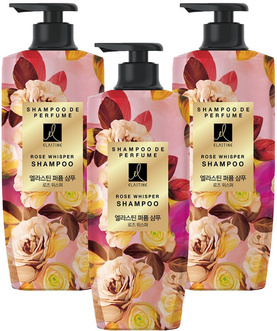 엘라스틴 퍼퓸샴푸 로즈 위스퍼, 600ml, 3개