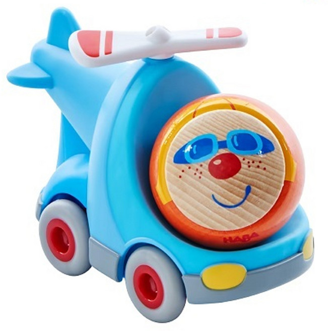 HABA酷樂比無動力車 塑膠 (ABS) 熱塑性彈性體 (TPE) 矽膠 積木, 雨果直升機 藍色 + 橘色, 1個